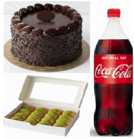 4-6 Kişilik Çikolatalı Yaş Pasta ve 1 kg Fıstıklı Baklava Menüsü